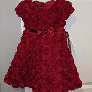 Kate Mack Biscotti Baby Girl Red Rose Dress 24mnth
